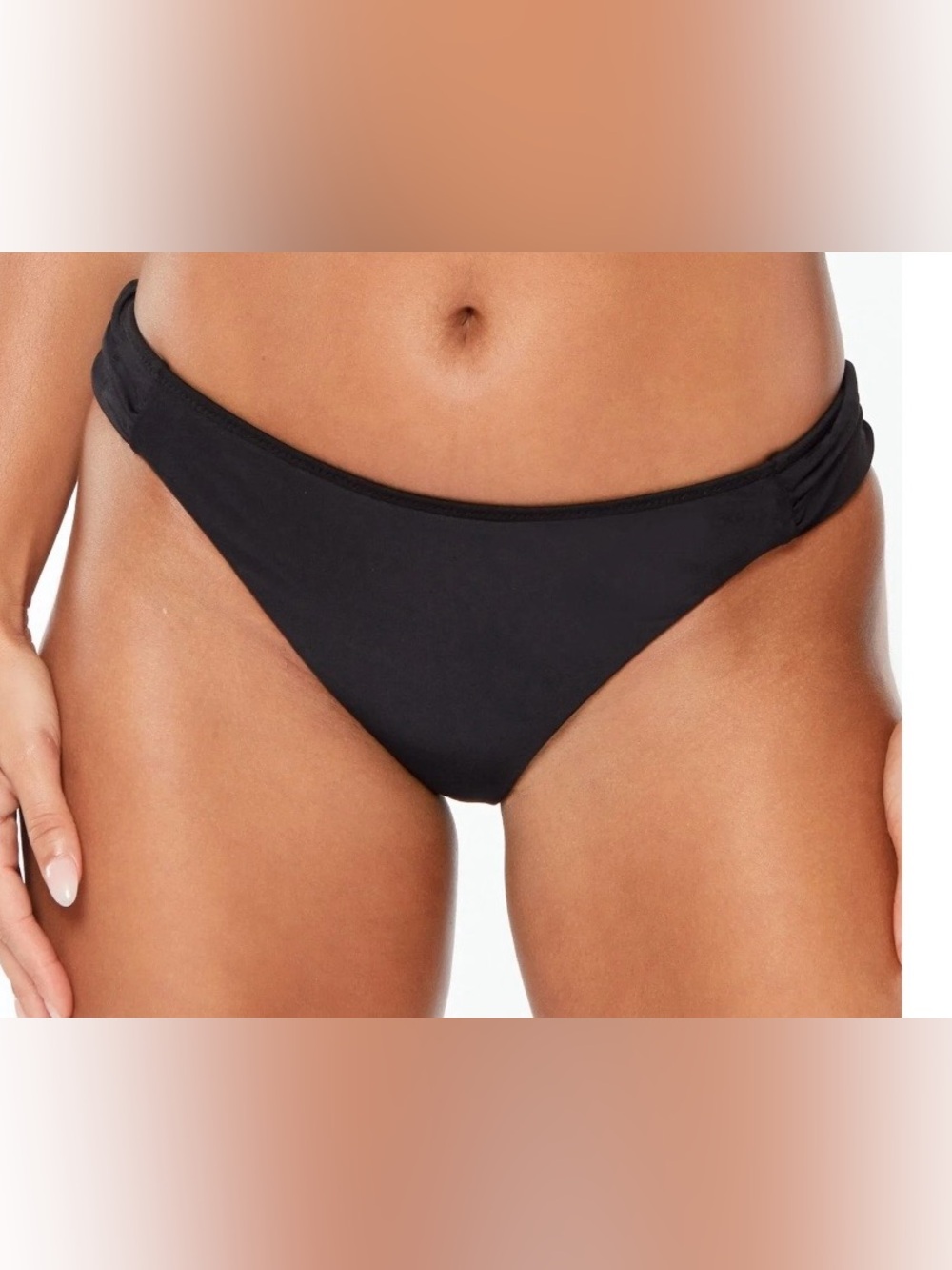 New BAR III Women's Black Full Coverage Shirred Hipster Swimsuit Bottom Medium